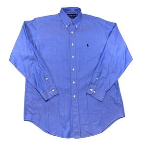 Ralph Lauren Yarmouth Blue Pinpoint Oxford Shirt Mens 16 34/35 Button Down Pony